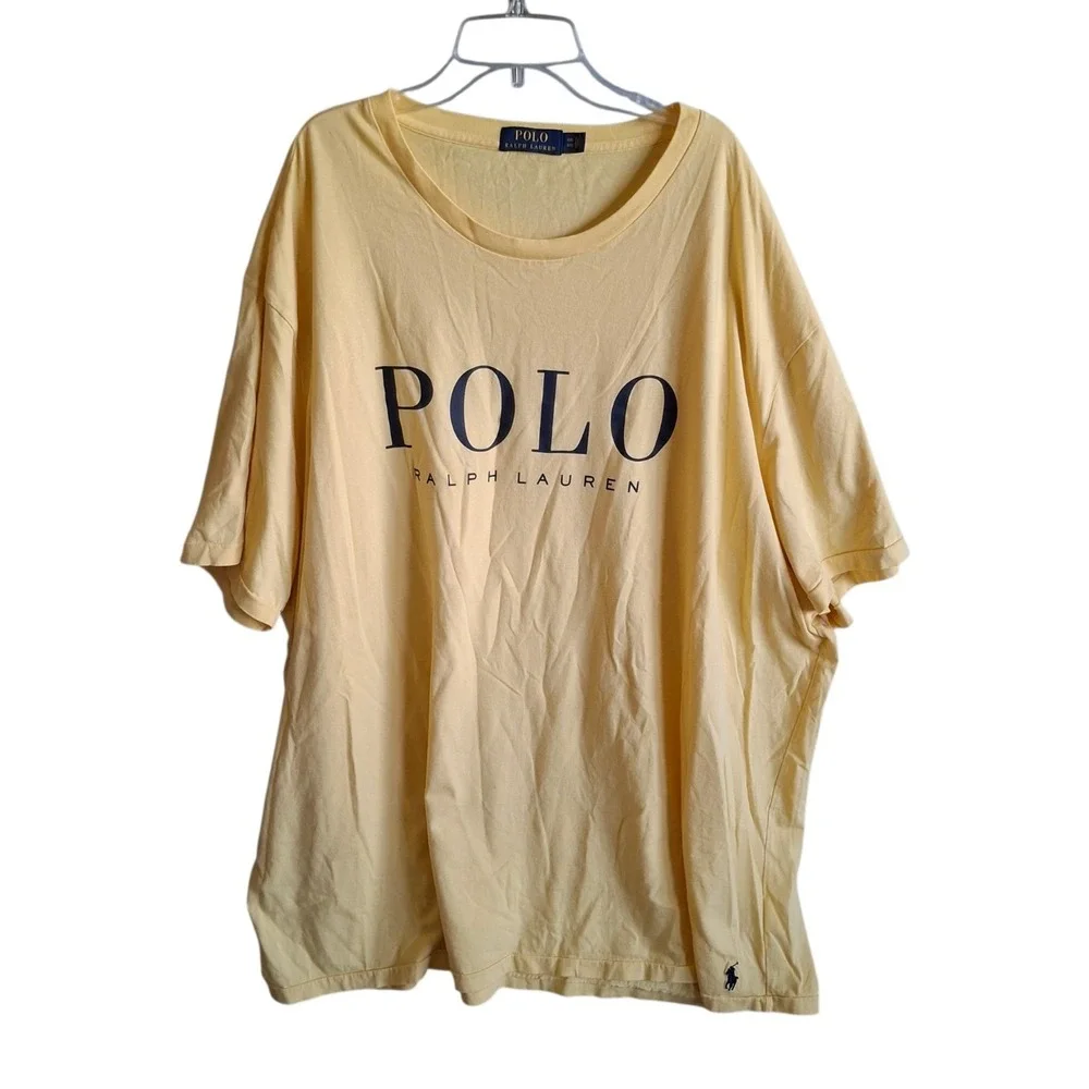 Polo Ralph Lauren T Shirt Adult 4XB Yellow Front Logo Big Tall Short Sleeve